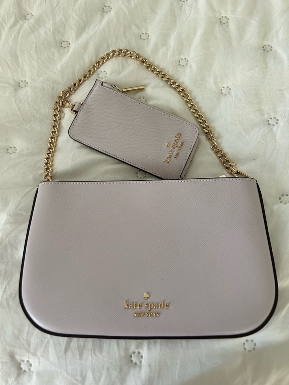 kate spade Pale Mauve Saffiano Shoulder Bag with Gold Chain